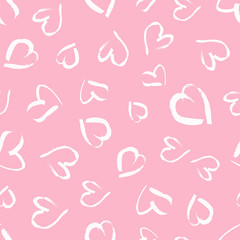 Seamless pattern with hand drawn hearts
