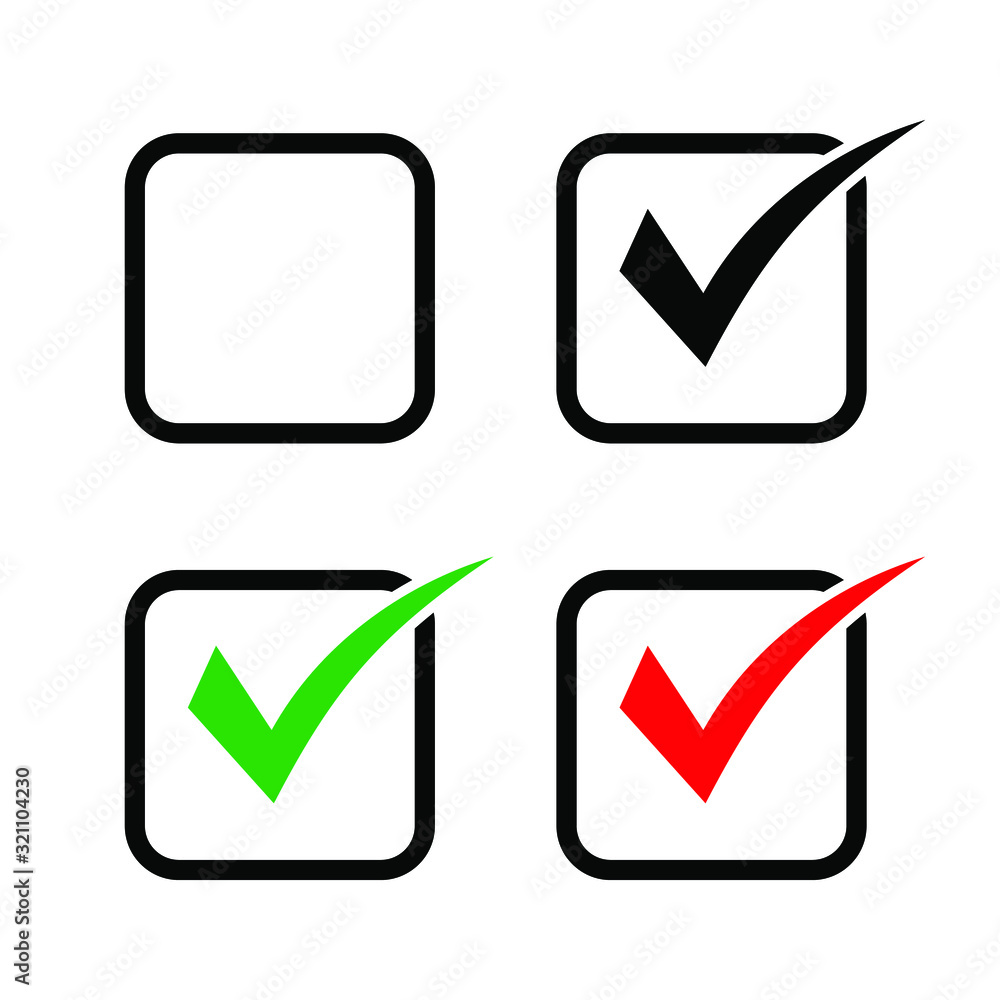 Aufkleber checkbox set with blank and checked checkbox vector icon.