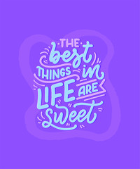 Obraz premium Funny saying, inspirational quote for cafe or bakery print. Embossed tape and brush calligraphy. Dessert lettering slogan in hand drawn style. Vector