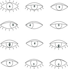 eyes icons different shapes and sizes of pupils