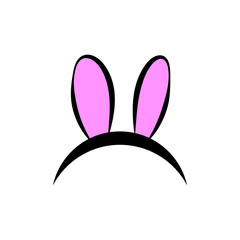 Easter bunny ears mask or hat on a white background. Headdress, costume isolated element for the celebration of Easter. Vector Illustration.