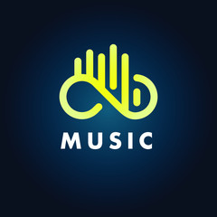 Obraz premium Music logo, vector template, business symbol, sound infinity icon design