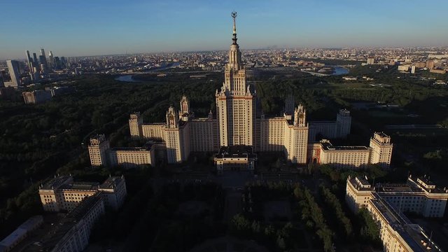 Moscow State University view from the height of the aerial