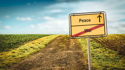 Street Sign to Peace versus War