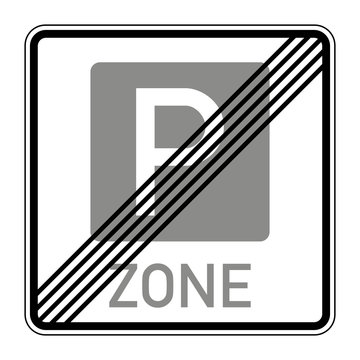 End of the Parking zone. End of the Parking zone. Road sign of Germany. Europe. Vector graphics.