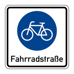 The beginning of the road for bicycles. Road sign of Germany. Europe. Vector graphics.