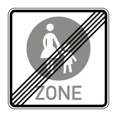 End of the pedestrian zone. Road sign of Germany. Europe. Vector graphics.