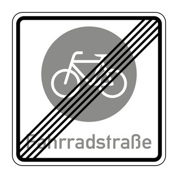 End of the road for bicycles. Road sign of Germany. Europe. Vector graphics.