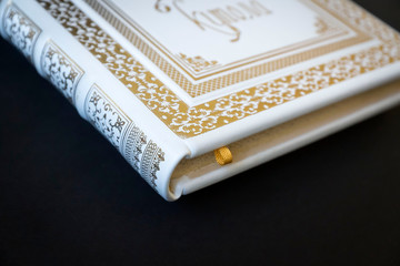 French binding, handmade books, case made of genuine leather with gold embossing.
