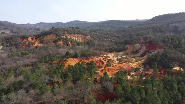Old quarry Rustrel colored ochres Luberon hiking and touristic landmark Colorado France 