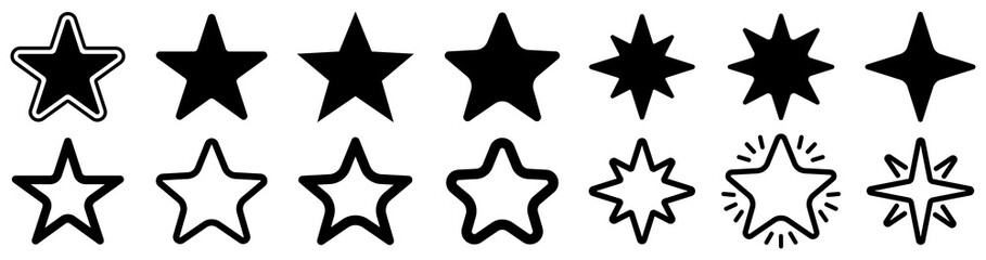 Star icon collection. Different stars set. Vector