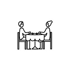 tea, tea table, family line icon on white background