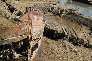 shipwrecks of typical venetian boat called burci