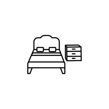 recommend clip art: bed, bedstead, family line icon on white background