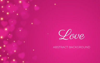 Heart bokeh pink background valentine love vector