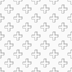 Abstract seamless pattern of crosses or plus signs in isometric. Crosses ornament. Modern stylish texture. Design for textile print; poster; web design. Vector background.