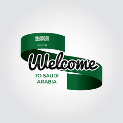 Welcome to Saudi Arabia flag. Patriotic design. Vector illustration.