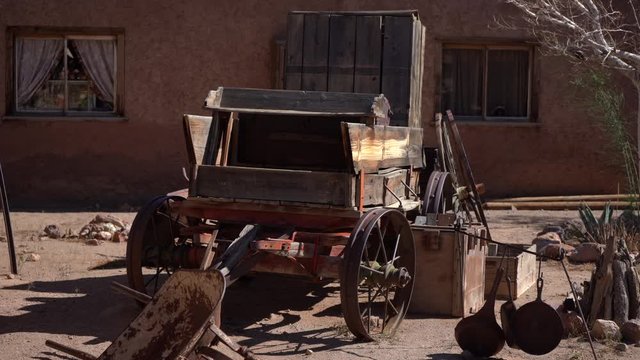 Old carriage on western town