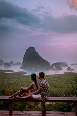 Phangnga Bay Thailand , Samet Nang She viewpoint over the bay, couple honeymoon vacation Thailand...