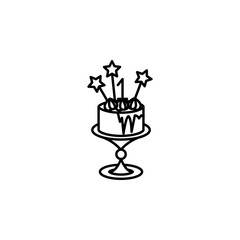 cake, candies, family line icon on white background