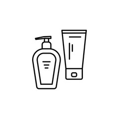 hand cream, soap, family line icon on white background