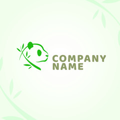 Panda bear face bamboo flat logo vector icon, corporate brand identity template