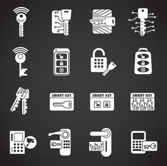 Smart key related icons set on background for graphic and web design. Creative illustration concept symbol for web or mobile app