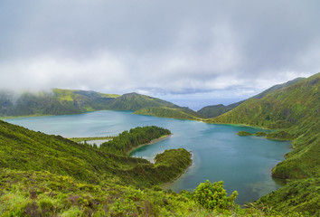 Volcanic lake Lagoa do Fogo, Sao Miguel Azores