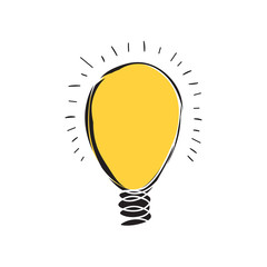 Hand-drawn light bulbs, symbol of ideas Vector illustration.