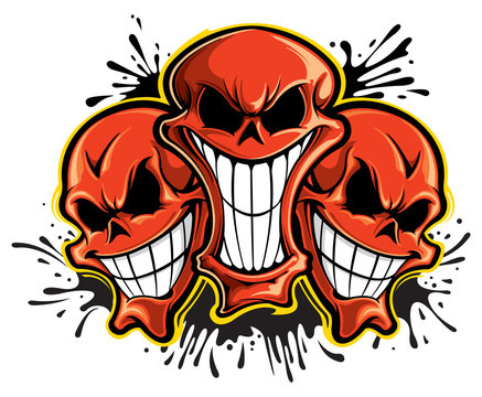 3 red skulls