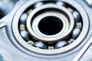 Close-up ball bearing in car automatic transmission
