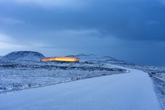icelandic huge greenhouse glasshouse winter time