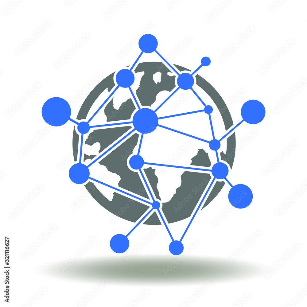 Aufkleber earth planet network connection icon vector. world networking communication internet technology logo