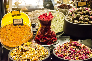 Turkish sweets displayed in Grand bazaar, Istanbul, Turkey