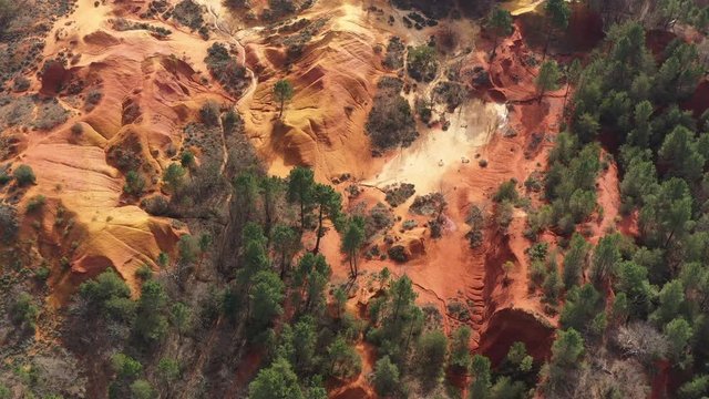 Colorado Provencal Rustrel France aerial top shot old ochre mine