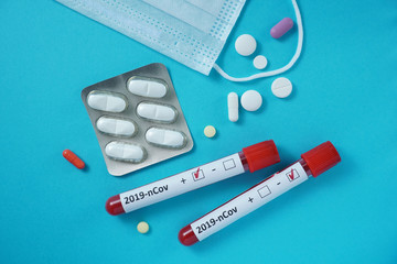 Coronavirus treatment concept. Novel coronavirus - 2019-nCoV. Protective medical mask and...