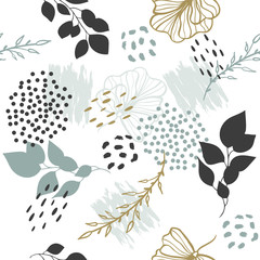 Seamless exotic pattern with plants. Vector