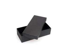 Black gift box isolated on white background