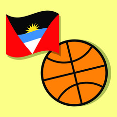 Basketball ball with Antigua and Barbuda national flag