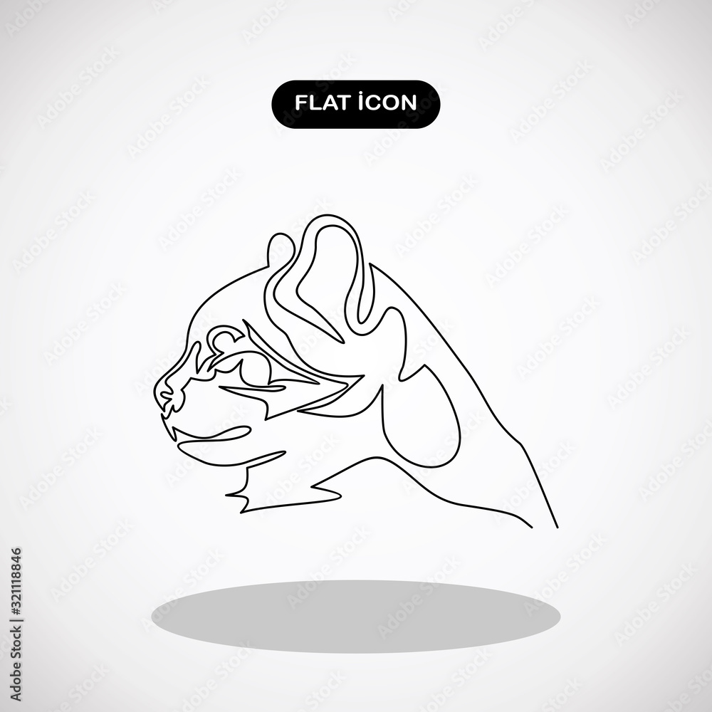 Poster vector of a cat face design on white background.continuous one line