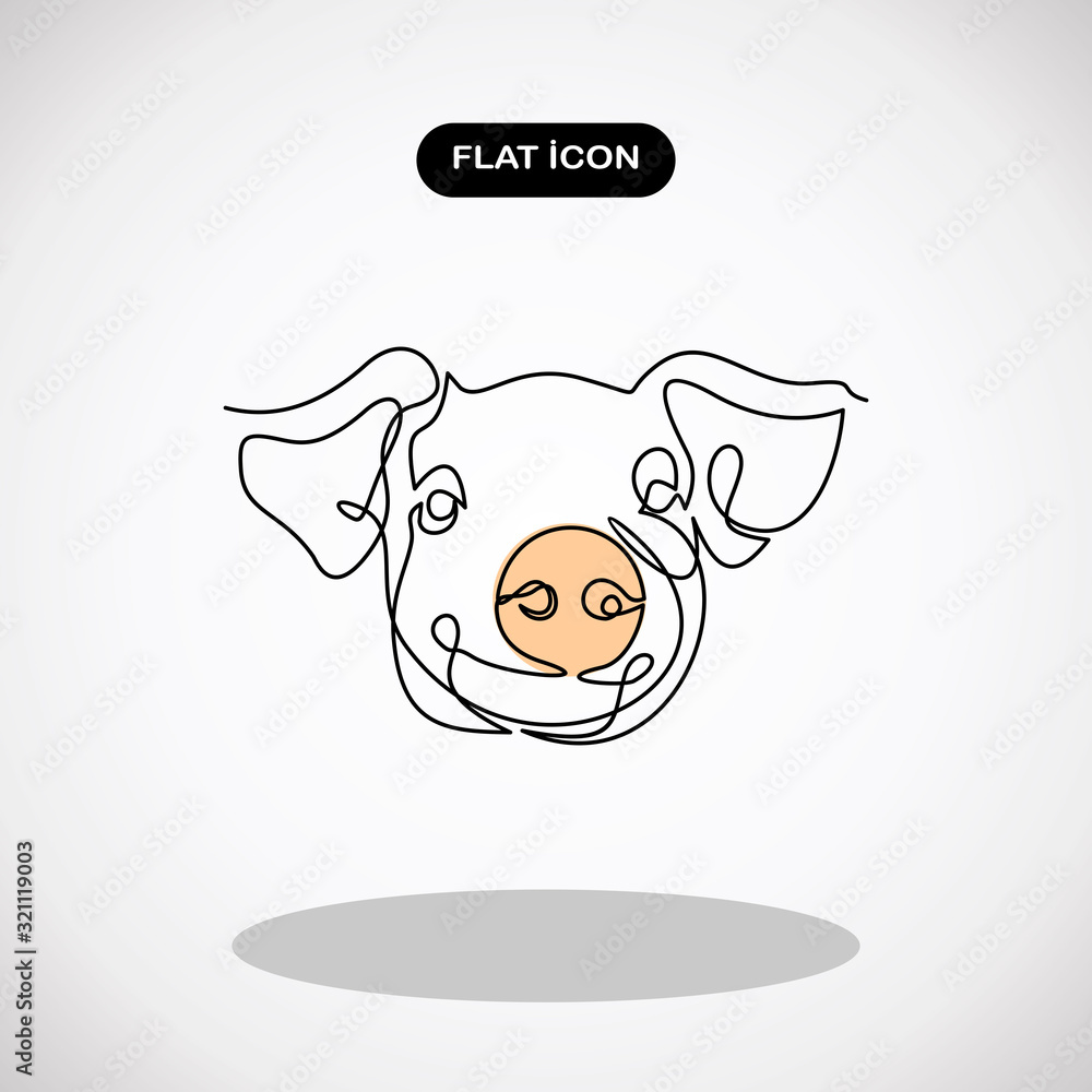Poster pig is a symbol.vector continuous line.