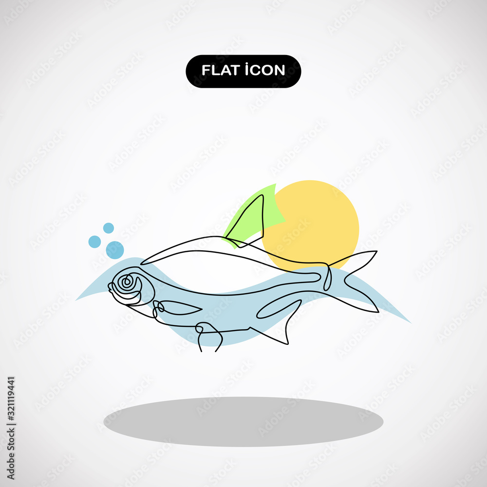 Poster fish vector-continuous line drawing.simple logo vector illustration for graphic and web design.