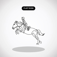Horse jumping sport jockey -continuous line drawing