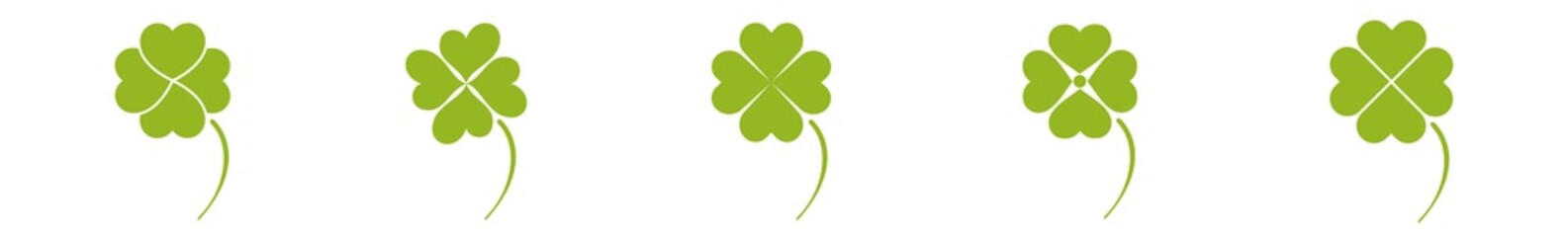 Shamrock Icon Green | Shamrocks | Four Leaf Clover | Irish Symbol | St Patrick's Day Logo | Luck Sign | Isolated | Variations