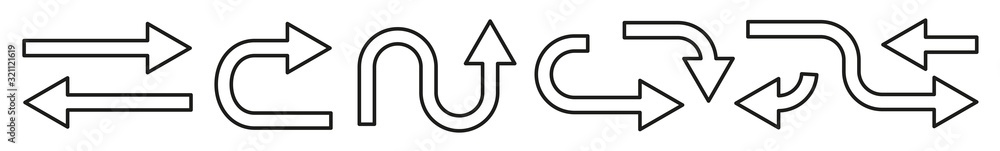 Poster arrow icon line black | arrows | infographic illustration | direction shape symbol | pointer logo | 