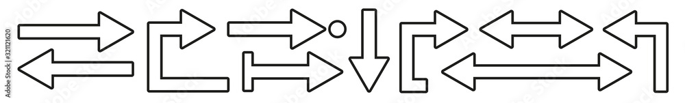 Poster arrow icon line black | arrows | infographic illustration | direction shape symbol | pointer logo | 
