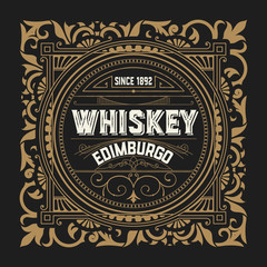 Vintage label for packing. Western style with floral details.