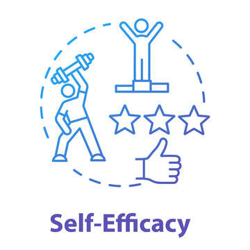 Self efficacy concept icon. Personal potential realization. Professional training. Movement to goal idea thin line illustration. Vector isolated outline RGB color drawing