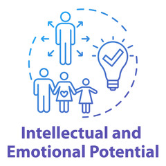 Intellectual and emotional potential concept icon. Live full life. Positive impact on others. Happy being idea thin line illustration. Vector isolated outline RGB color drawing