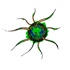Dangerous virus hand drawn icon concept.